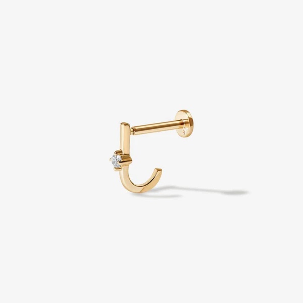 Adornmonde PAIR of Burke Diamond J earrings (14k solid gold)